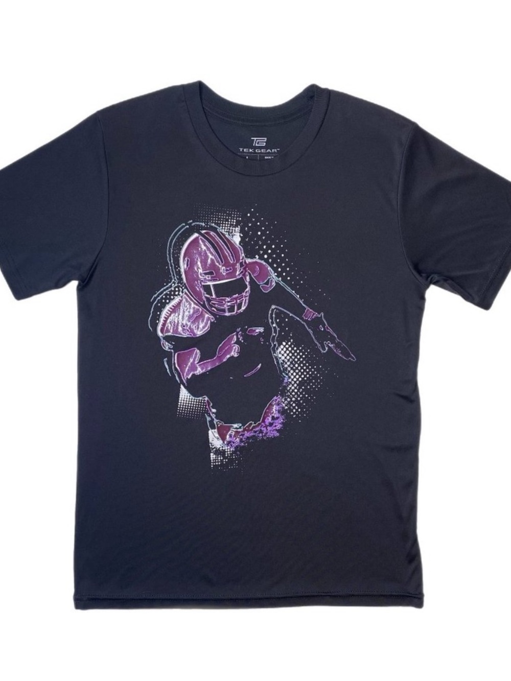 Tek Gear Boy's Short Sleeve Black T-Shirt Football Player Quarterback Size Large